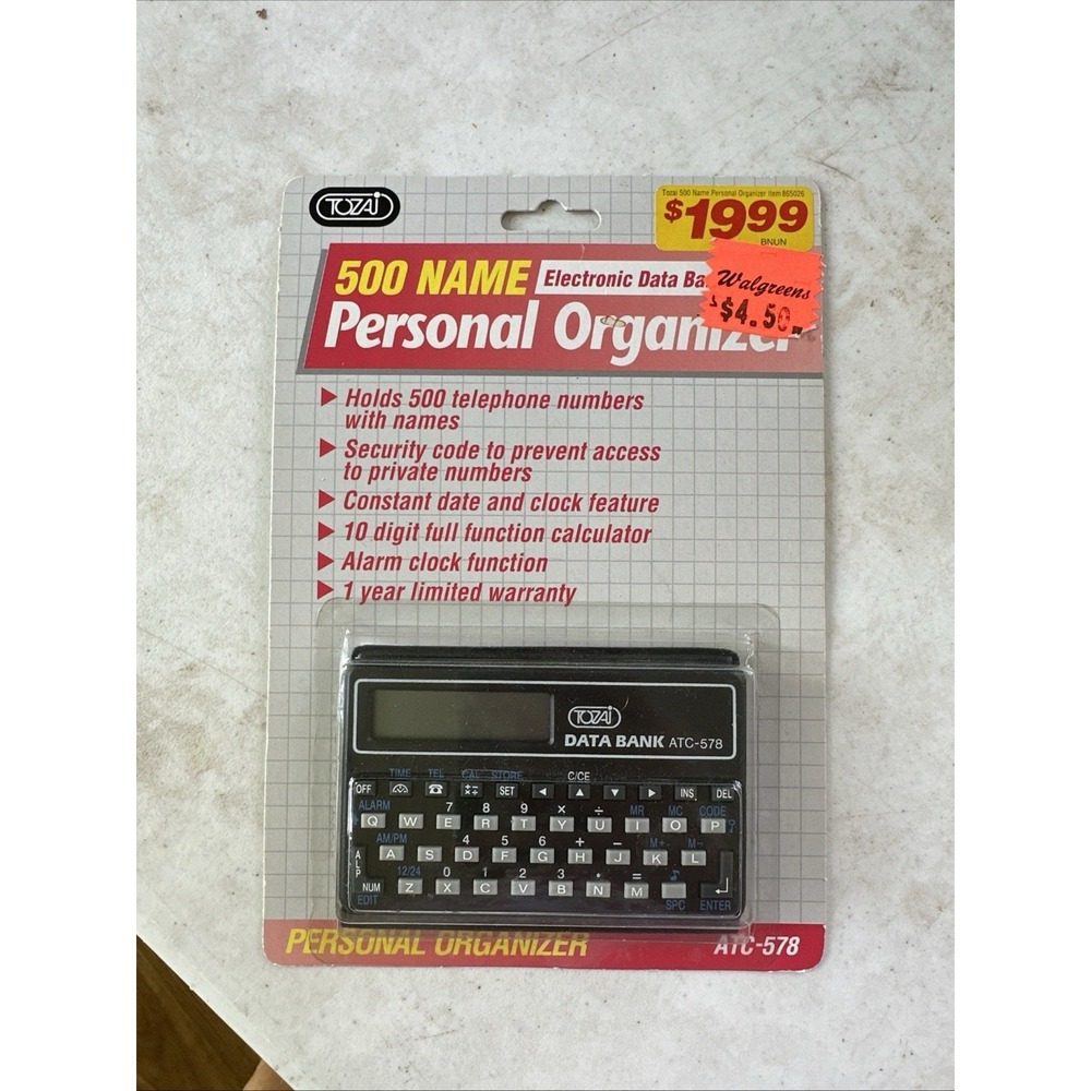 VTG Sealed TOZAI Personal Organizer, Electronic Data Bank, Calculator ATC-578